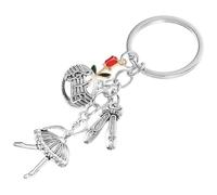 SUPVOX Llavero de Bailarina de Ballet 6 Piezas con Charm de Rosa en Aleación de Zinc, Colgante Decorativo para Bolso y Mochila, Accesorio Artístico Adecuado para Obsequio y Uso Diario