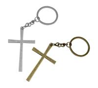 SUPVOX Llavero de Metal Colgante de Cruz 2 Piezas (color Bronce Antiguo y Plata) para Mochila y Bolso, Llavero Pequeño Decorativo, Colgante para Llaves y Accesorios de Moda