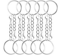SUPVOX Llavero de Metal Mosquetón y Anillos Divididos, 100 Piezas Cadena para Colgar y Cierre Resistente para Uso Diario