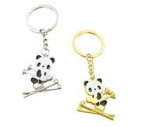 SUPVOX Llavero Decorativo de Panda Dibujos Animados, 2 Piezas en Color Dorado y Plateado, Accesorio Ligero y Compacto para Mochila Escolar, Bolso y Obsequio de Recuerdos para Eventos