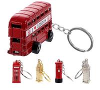 SUPVOX Llavero Set 5 Piezas Estilo Inglés Autobús Rojo Vintage, Cabina Telefónica, Buzón y Big Ben de Aleación, Colgantes Retro para Bolso, Coche y Decoración, Accesorios para Eventos