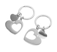 SUPVOX Llaveros Acero Inoxidable Pulido, Diseño Hueco de Corazón Grande y Pequeño, Color Plateado, 2 Piezas para Decoración de Mochilas y Regalos de San Valentín