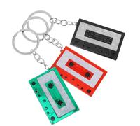 SUPVOX Llaveros Geométricos de Acrílico en Forma Rectangular, Set de 3 Piezas en Negro, Rojo y Verde, Llavero Retro de Cinta de Casete Vintage para Mochila y Accesorios de Fiesta