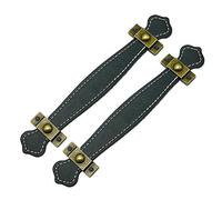 Supvox 2 tiradores de puerta de aleación de cinc, de piel, estilo vintage, para maletas, muebles, arco, para puerta, cajón (negro)
