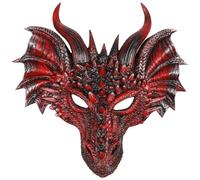 SUPVOX Máscara de Disfraz de Dragón de Halloween Negra y Roja de Media Cara, Ligera de Pu para Cosplay y Carnaval, Accesorios para Fiestas y Bailes de Máscaras Unisex