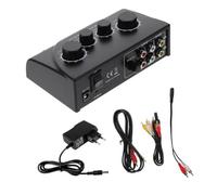 SUPVOX Mezclador Profesional de Audio para Karaoke con Doble Entrada de Micrófono y Independiente de Volumen Compatible con PC con Conexión Rca y Adaptador de Corriente Color Negro