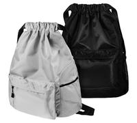 SUPVOX Mochila con Cordón Pequeña 2 Unidades Negro y Gris, Bolsa Deportiva Unisex Oxford para Gimnasio, Viaje, Escuela y Uso Diario, Mochila de Cuerda Resistente y Ligera