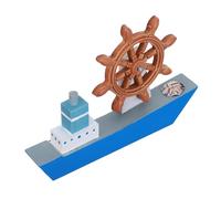 SUPVOX Modelo de Barco de Vela Mediterráneo Miniatura de Madera en Tonos Azules y Claros, Adorno Náutico para Exhibición y Decoración de Mesa en Espacios Pequeños, Figura Decorativa