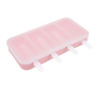 SUPVOX Molde para Helados de Silicona 4 Cavidades con Tapa y Palitos, Moldes Caseros para Postres, Reutilizable, Color Rosa, Adecuado para Hacer Polos y Helados Artesanales en Casa