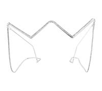 SUPVOX Montura de Gafas Media Montura sin Lentes para Mujer Plateada con Pedrería Diseño Punk con Cadena Extendida Gafas Decorativas Estilo Steampunk para Uso Urbano