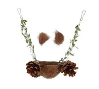 SUPVOX Nido De Pájaro De Coco Natural Loro Coco Cama Jaula De Pájaros Juguete Colgante Loro Descanso Lugar De Cría Pájaro Columpio De Madera Natural Juguetes para Loro Periquito