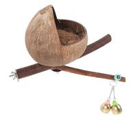 SUPVOX Nido para Pájaros Domésticos de Cáscara de con Percha de Madera y Campana Casita Colgante para Loros y Periquitos Nido Decorativo y Lugar de Descanso para Jaulas y Jardines