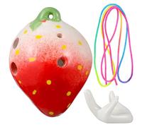 SUPVOX Ocarina de Seis con Diseño de Fresa Instrumento Musical para Principiantes Incluye Soporte y Partitura Inglés