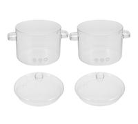 SUPVOX Olla de Vidrio para Cocinar 1900 Ml 2 Piezas con Tapa y Asas Dobles de Vidrio Borosilicato Alta Resistencia Apta para Estufa Eléctrica y Cocina Hogar Sopa y Guisos