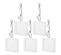 SUPVOX Pack de 5 Llaveros de Mini Álbum CD - Estuche de Acrílico Transparente Personalizable para Fotos - Porta CD en Miniatura con Cierre de Corazón - Regalo DIY para Fans de K-Pop y Música