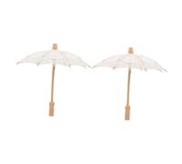 SUPVOX Paraguas de Encaje para Novia 2 Piezas Sombrilla Nupcial de Algodón y Madera Color Beige Crema Radio 15 CM Accesorio Vintage para Fotos de Boda y Ceremonias