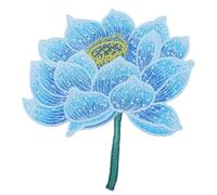 SUPVOX Parche Bordado de Loto Étnico Azul Aplique de Tela para Ropa Pegatina de Tela Decorativa 1 Unidad Adecuado para Manualidades y Personalización de Prendas