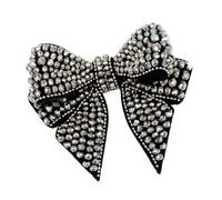 SUPVOX Parche de Tela Lazo Decorativo Tridimensional en Negro y Plata Adorno para Zapatos y Bolsos Accesorio de Parche de Lazo para Decoración de Calzado y Ropa Adecuado para Eventos
