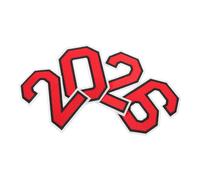 SUPVOX Parches Bordados Numéricos para Planchar 2026 Rojos Grandes, 4 Unidades, Parches de Números para Ropa Deportiva, Camisetas y Uniformes Escolares, Accesorios para Personalizar