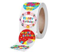 SUPVOX Pegatinas de Cumpleaños Redondas de 25 CM Autoadhesivas 500 Unidades Pegatinas de Sellado Creativas para Regalos y Decoración de Fiestas