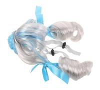 SUPVOX Peluca para Mascotas Pequeñas Coleta Doble Sombrero de Cosplay Ligero y Ajustable para Perros y Gatos Accesorio Divertido para Disfraces de Halloween Navidad y Fiestas de