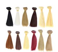 Supvox Pelucas de muñeca de DIY Peluca Pelo Recto Pelucas Trama Extensiones Cabello 12pcs 100x15cm