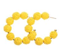 SUPVOX Pendientes de Rafia Tejidos a Mano en Forma de Bola Diseño Geométrico C, Ligeros y Color Amarillo para Mujer, Accesorios Bohemios de Moda para Playa y Verano, Joyas Elegantes