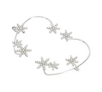 SUPVOX Pendientes Ear Cuff Gancho de Copo de Nieve y Gemas de Imitación, Clip sin Perforación, Joyería para Mujer, Uso Diario y Fiestas, Color Plata, Diseño Pequeño y Elegante