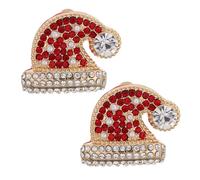 SUPVOX Pendientes Navideños de Aleación Gotas de Esmalte y Cristales Diseño Gorro de Papá Noel Ligeros y Cómodos Joyería para Fiestas de Disfraces Navideñas Accesorios Festivos para