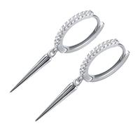 SUPVOX Pendientes para Mujer de Plata de Ley S925 Pendientes de Botón Geométricos Circonita Colgantes Elegantes Color Blanco Platino Hipoalergénicos para Uso Diario y Eventos