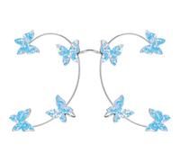 SUPVOX Pendientes Tipo Ear Cuff sin Perforación Clip, Manguito de Oreja para Mujer, Pendientes de Cobre Azules, Ligero y Cómodo para Fiestas y Uso Diario, (izquierdo y Derecho
