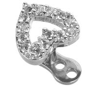 SUPVOX Piercing Dérmico de Metal Forma de Corazón 16X25 MM Acero Inoxidable Circonita para Joyería Corporal y Accesorios de Anclaje Dérmico Mujer