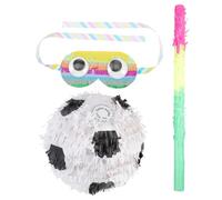 SUPVOX Piñata de Fútbol Colgante con Palo y Antifaz, Set de 3 Piezas para Fiestas de Cumpleaños, Decoración Deportiva Divertida, Material Ligero y Resistente, Adecuado para Juegos