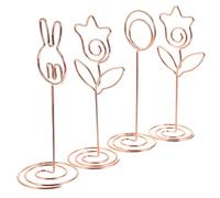 SUPVOX Pinzas Metálicas Decorativas para Fotos y Tarjetas de Mesa 4 Piezas (círculo, Conejo, Flor Dorada) Portafotos Compactos y Ligeros para Centros de Mesa Soporte para Notas