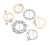 SUPVOX Pinzas para Camisa Anillos de Bufanda para Mujer, 6 Piezas Metálicas Diseño de Gemas de Imitación, Hebillas para Fijar Cintura y Decorar Ropa, Uso en Camisas y Bufandas