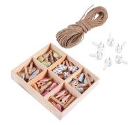 SUPVOX Pinzas Pequeñas para Fotos 30 Piezas de Madera Cuerda de Cáñamo para Colgar Imágenes en Cuartos y Espacios Creativos