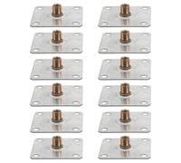 SUPVOX Placas de Montaje para Patas de Sofá y Mesa 12 Unidades 6x6 Cm 1,5 Mm Grosor Tornillos M8 Herrajes para Patas de Muebles Fijación Resistente para Reparación y Conexión en