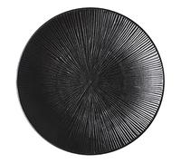 SUPVOX Plato de Cerámica Negro Diseño de Rayas para Servir Bistec y Pasta, Reutilizable y Fácil de Limpiar, Adecuado para Cenas Estilo Japonés en Casa