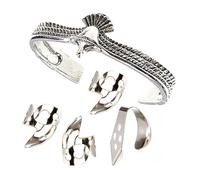 SUPVOX Púas Metálicas para Dedos de Guitarra con Pulsera Plateada Protectores Resistentes para Pulgar Índice Compatibles con Guitarras Acústicas Banjos y Resonadores Duraderas y para