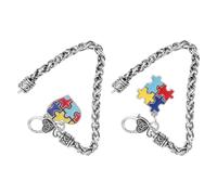 SUPVOX Pulsera de Concienciación sobre Autismo 2 Piezas Diseño Rompecabezas Aleación de Zinc Color Plata Ligera para Mujeres en Actividades y Regalos Temáticos