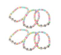 SUPVOX Pulsera de Fútbol Niñas Cuentas de Arcilla Polimérica Set de 6 Pulseras Deportivas Dijes de Fútbol Accesorios para Animadoras y Equipo Escolar Obsequio Adecuado