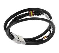 SUPVOX Pulsera De Punto De Cuero Pu Negra Multicapa Estilo Punk Para Hombre Uso Diario Broche De Acero Multilayer 1 Unidad