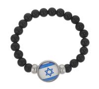 SUPVOX Pulsera Patriótica Banderas de Israel, Cuentas Negras, Accesorio para Hombre y Mujer, Diseño Ajustable para Uso Diario y Ocasiones Obsequios, Tamaño Único
