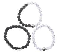 SUPVOX Pulsera Tradicional China Ying Yang Cuentas de Buena Suerte, Acabado Mate y Diseño Único, Pack de 3 Pulseras para Mujer y Hombre Adulto