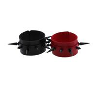 SUPVOX Pulseras de Cuero Sintético Ajustables para Hombre y Mujer Estilo Punk Remaches Cónicos Doble Capa Color Rojo y Negro Pulsera Ancha para Muñeca Urbana