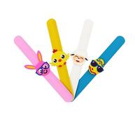 SUPVOX Pulseras de Silicona para Pascua Diseño de Pollito y Huevo de Dibujos Animados, 4 Piezas Fáciles de Usar para Juegos y Fiestas Infantiles