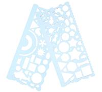 SUPVOX Reglas de Dibujo Geométricas Multifuncionales para Estudiantes, 2 Plantillas de Plástico Azul, Herramientas de Papelería para Escuela y Arquitectura, Plantilla de Stencil