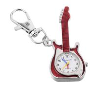 SUPVOX Reloj Colgante Forma de Guitarra Pequeño y Portátil Color Rojo Adorno para Mochila y Llavero Accesorio Unisex Seguro y Divertido para Uso Diario