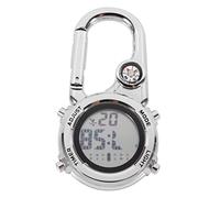 SUPVOX Reloj Colgante Multifuncional Clip y Mosquetón, Reloj De Escalada De Metal Plateado Números Negros, Resistente a Arañazos para Actividades Al Aire Libre y Senderismo