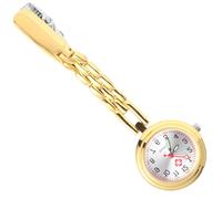 SUPVOX Reloj de Bolsillo de Enfermera Dorado Mecanismo de Cuarzo Reloj Colgante Hebilla Clip Sencillo Diseño Compacto para Uso Médico y Exámenes